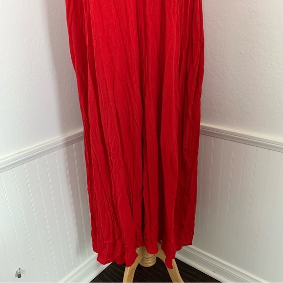Treasure And Bond Red Coastal Travel Maxi Dress Rayon Beach Cruise Pockets 1X - Picture 11 of 17